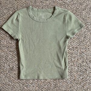 Ribbed Green Short Sleeve Top